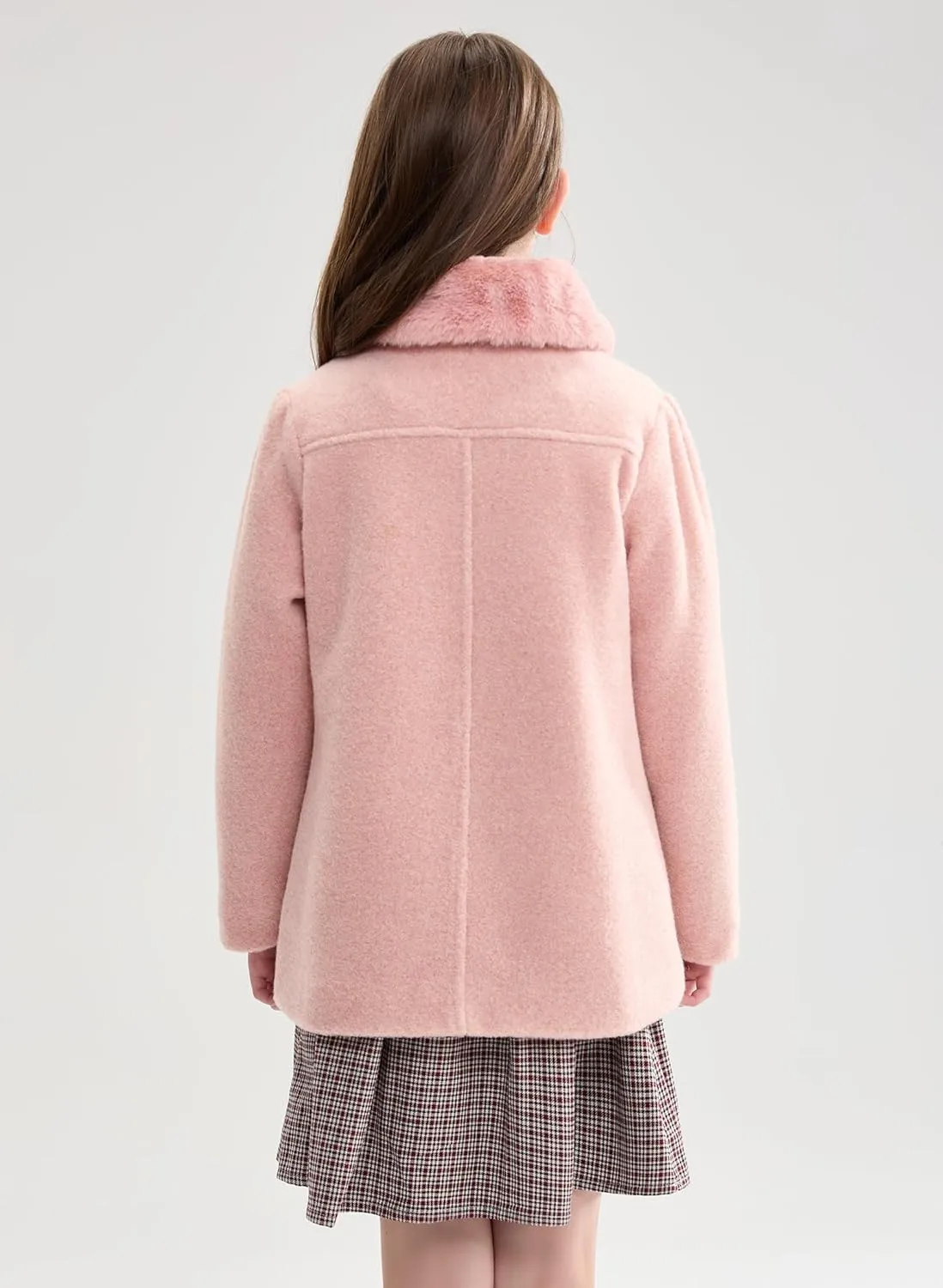 maoo garden Girls Winter Wool Peacoat Little Girls Fur Collar Dress Coat Quilted Jacket