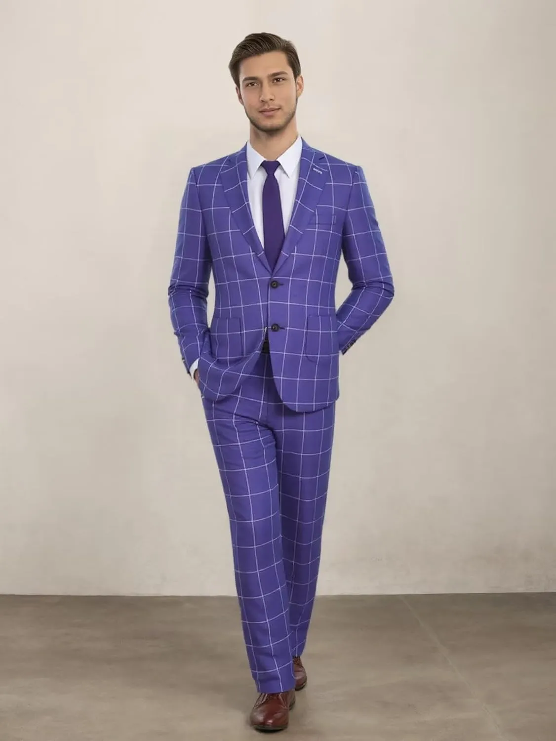 Mens Blazer Slim Fit Checkerd Plaid Jacket Sports Coats Two Button Plaid Suit Blazer for Men Business Wedding Prom