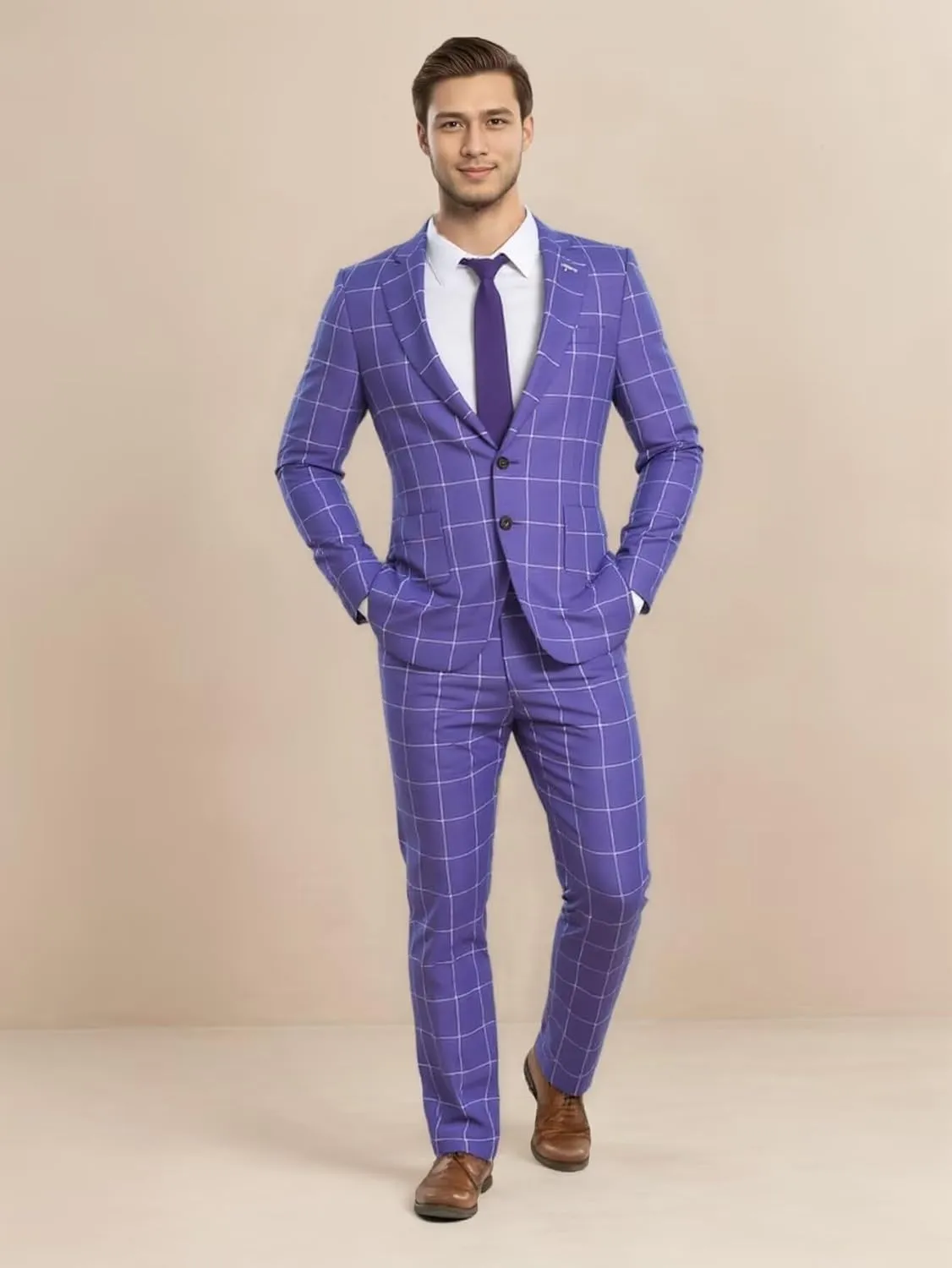 Mens Blazer Slim Fit Checkerd Plaid Jacket Sports Coats Two Button Plaid Suit Blazer for Men Business Wedding Prom