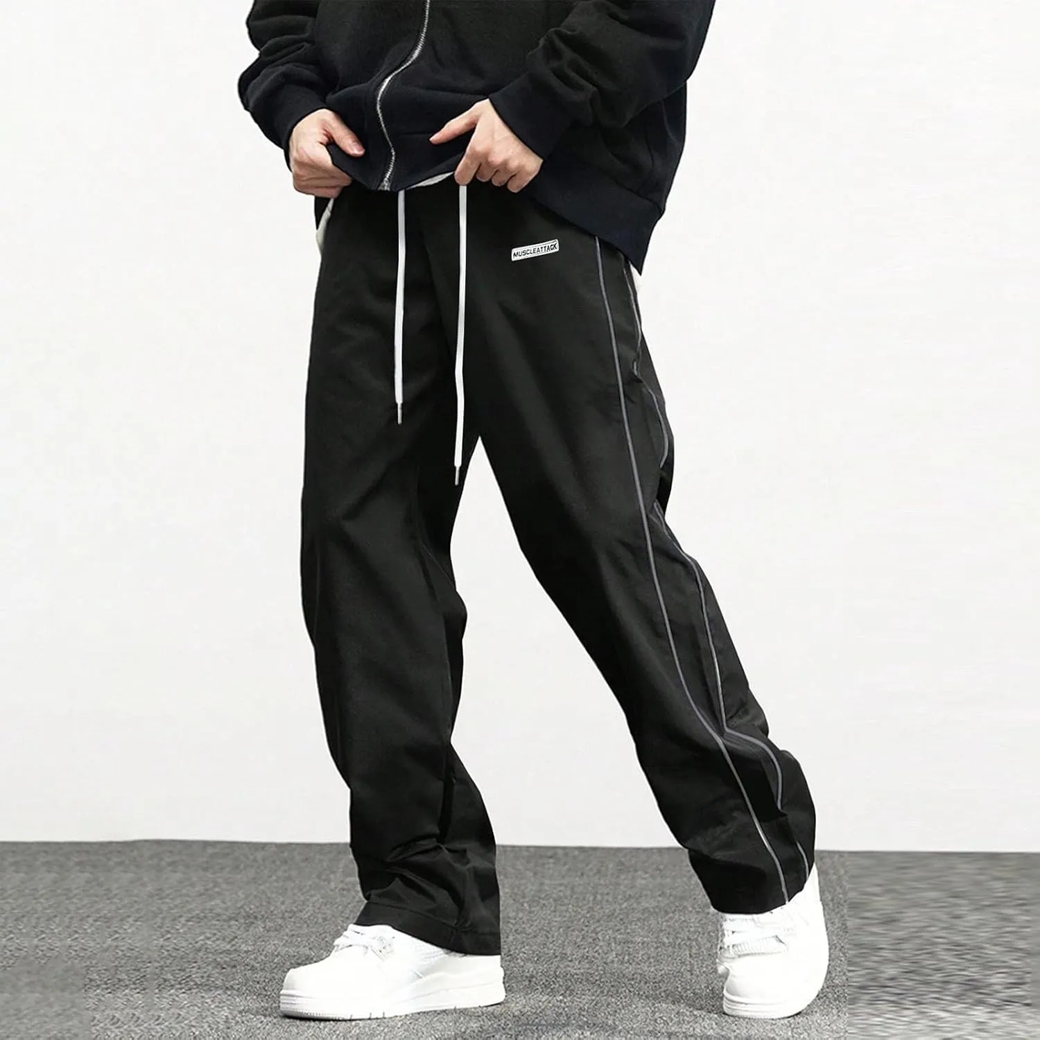 Men's Jogger Pants Fashion Side Striped Elastic Waist Drawstring Baggy Casual Athletic Sweatpant Running Trouser