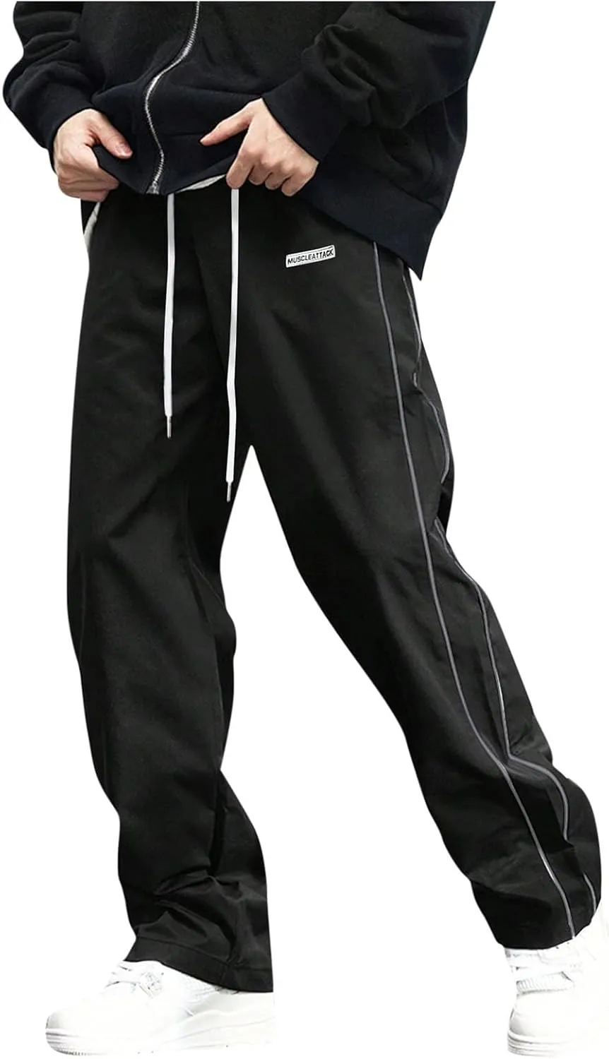 Men's Jogger Pants Fashion Side Striped Elastic Waist Drawstring Baggy Casual Athletic Sweatpant Running Trouser