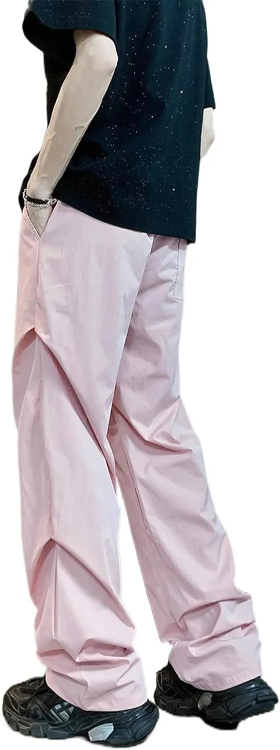 Men's Pant Ice Silk Loose Straight Leg Tactical Casual Wide Leg Trouser for Men