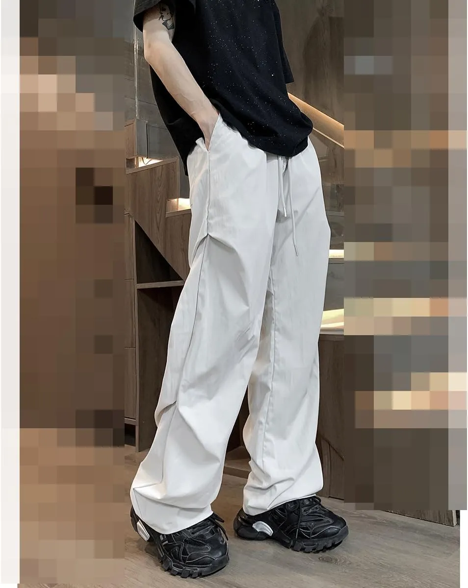 Men's Pant Ice Silk Loose Straight Leg Tactical Casual Wide Leg Trouser for Men