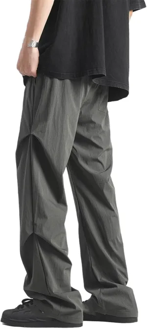 Men's Pant Ice Silk Loose Straight Leg Tactical Casual Wide Leg Trouser for Men