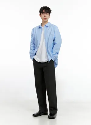 Men's Wool Blend Straight Leg Pants IN422