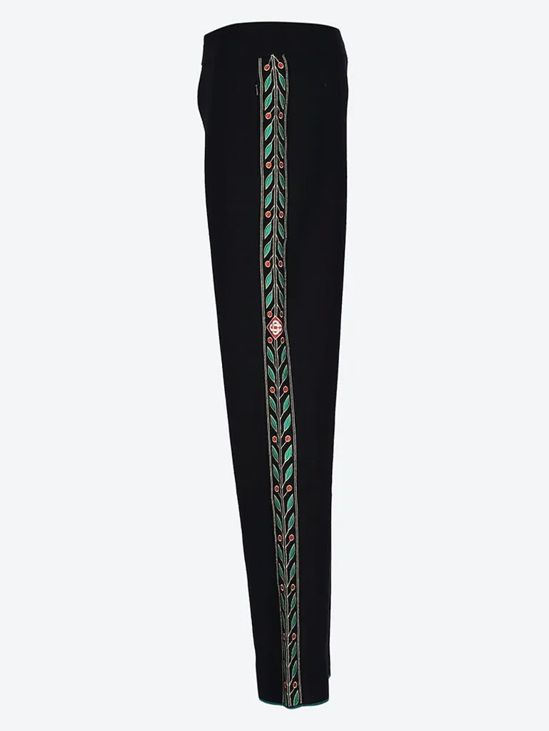 Merino wool embroidered laurel pants