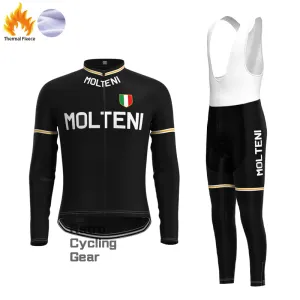 MOLTENI Black Fleece Retro Cycling Kits