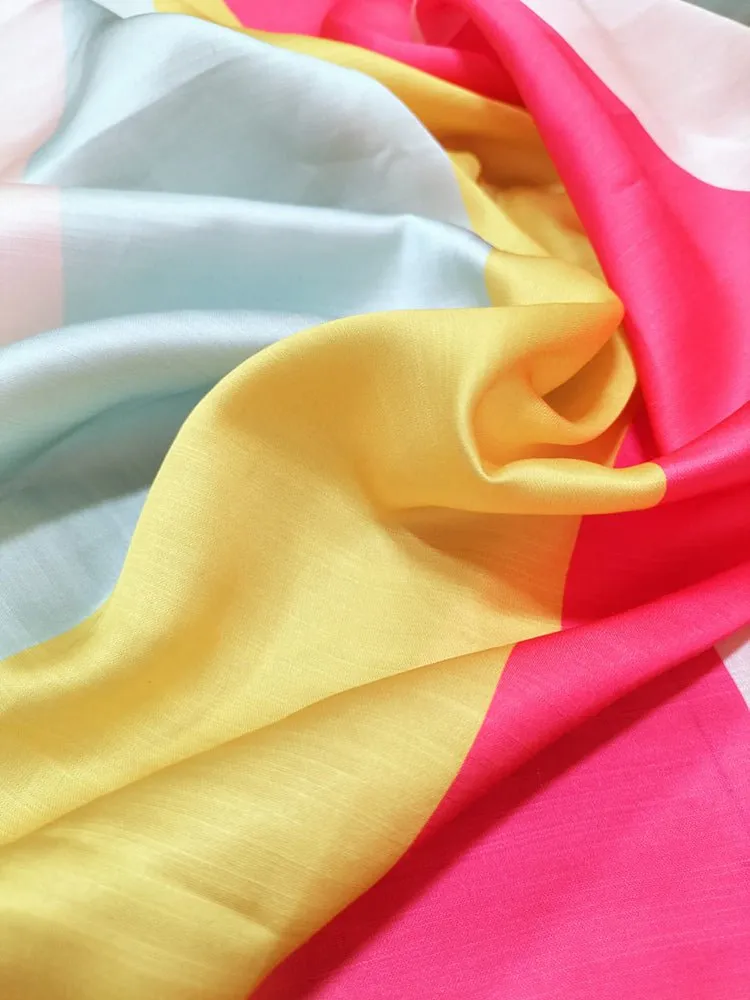 Multicolor Satin Silk Fabric (1 Mtr)