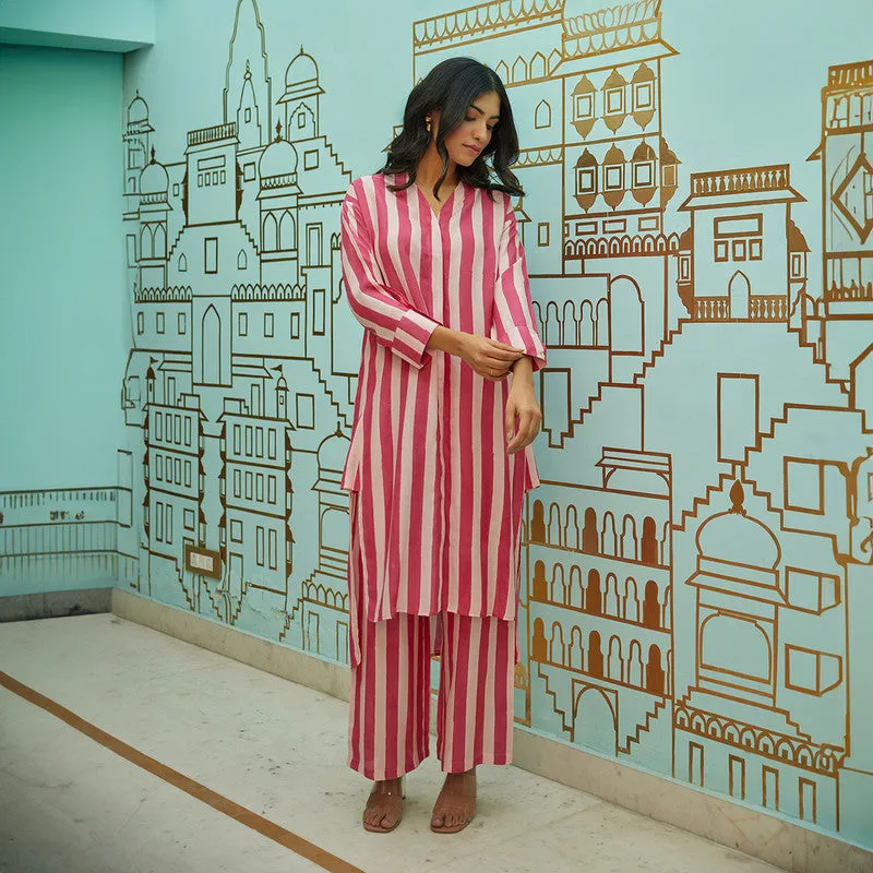 Muslin Kurta Set for Women | Pink