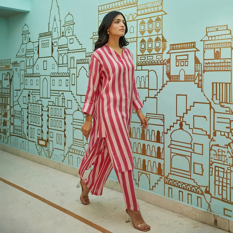 Muslin Kurta Set for Women | Pink