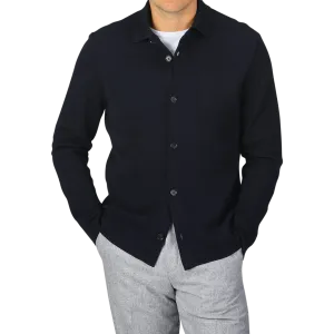 Navy Blue Wool Milano Knitted Overshirt Navy Blue Wool Milano Knitted Overshirt