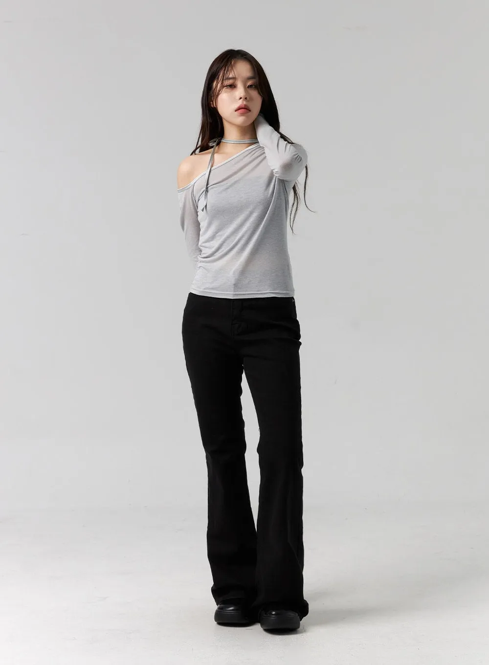 One Shoulder Long Sleeve Top CG317