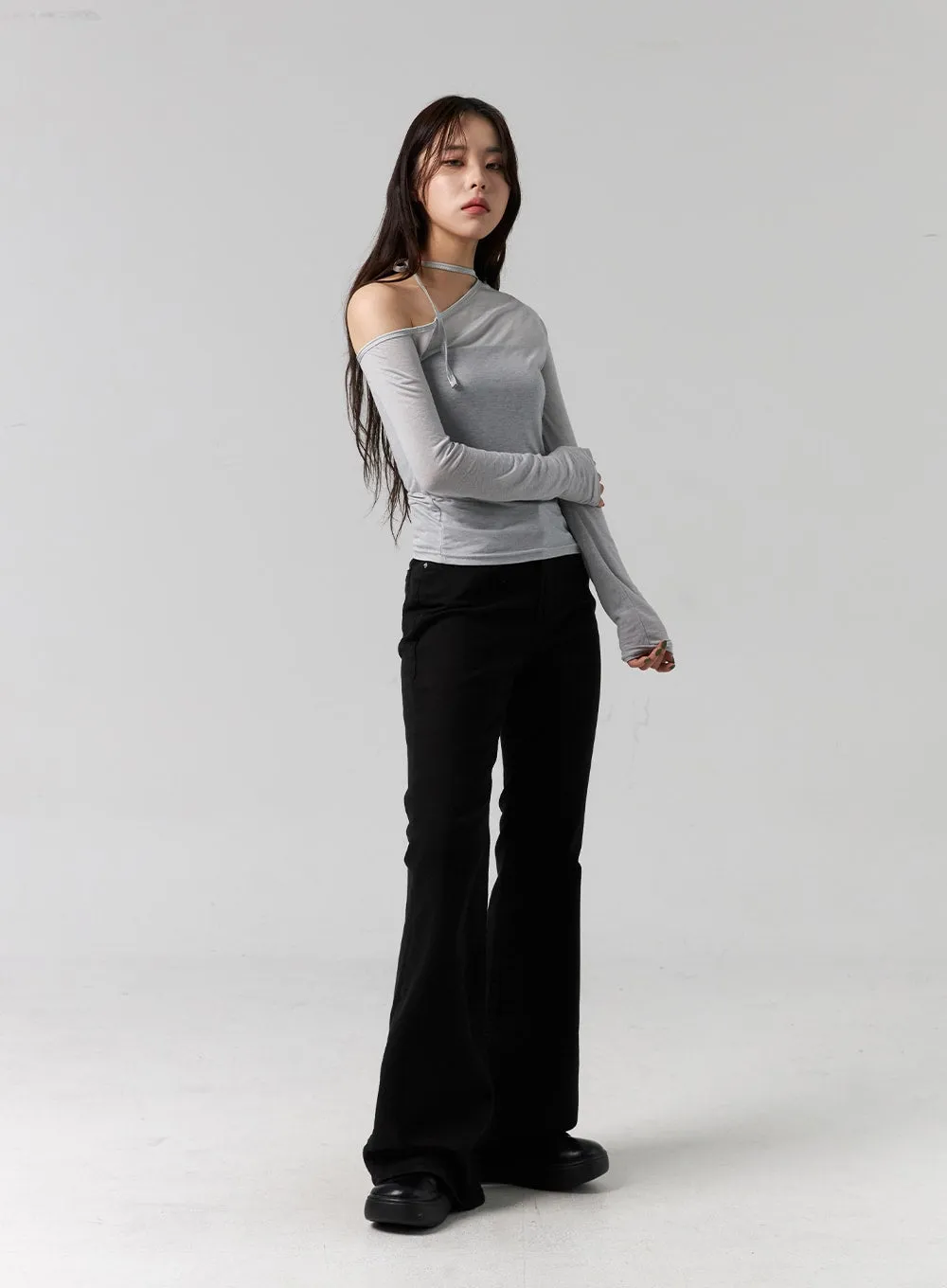 One Shoulder Long Sleeve Top CG317