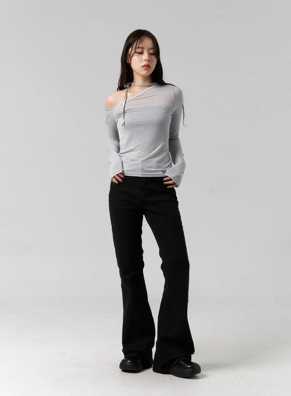 One Shoulder Long Sleeve Top CG317