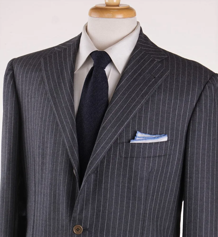 Orazio Luciano Gray Stripe Wool-Cashmere Suit