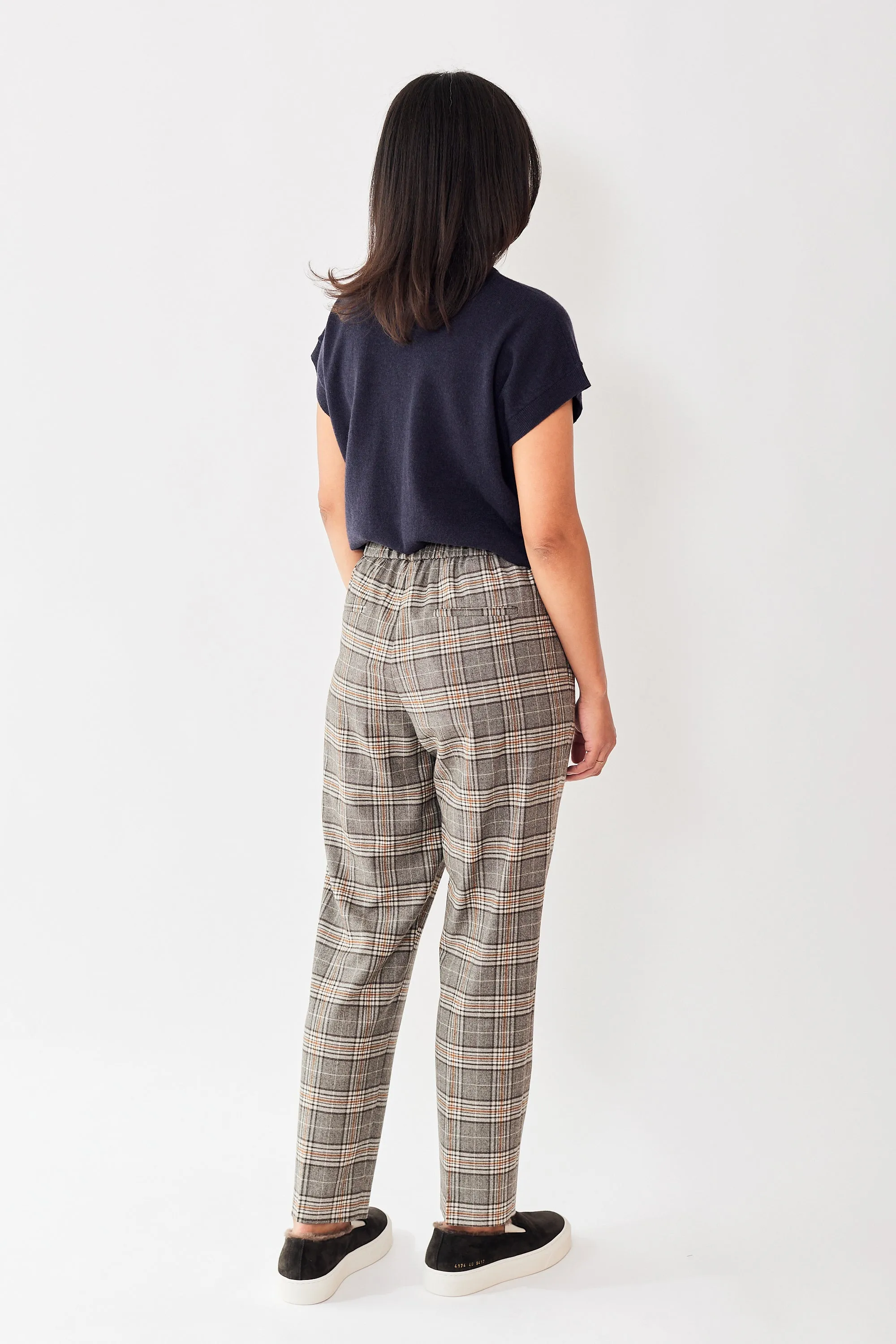 Peserico Virgin Wool Stretch Flannel Check Pant