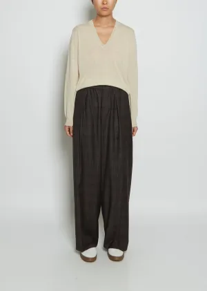 Pleated Long Virgin Wool Pull-On Pant