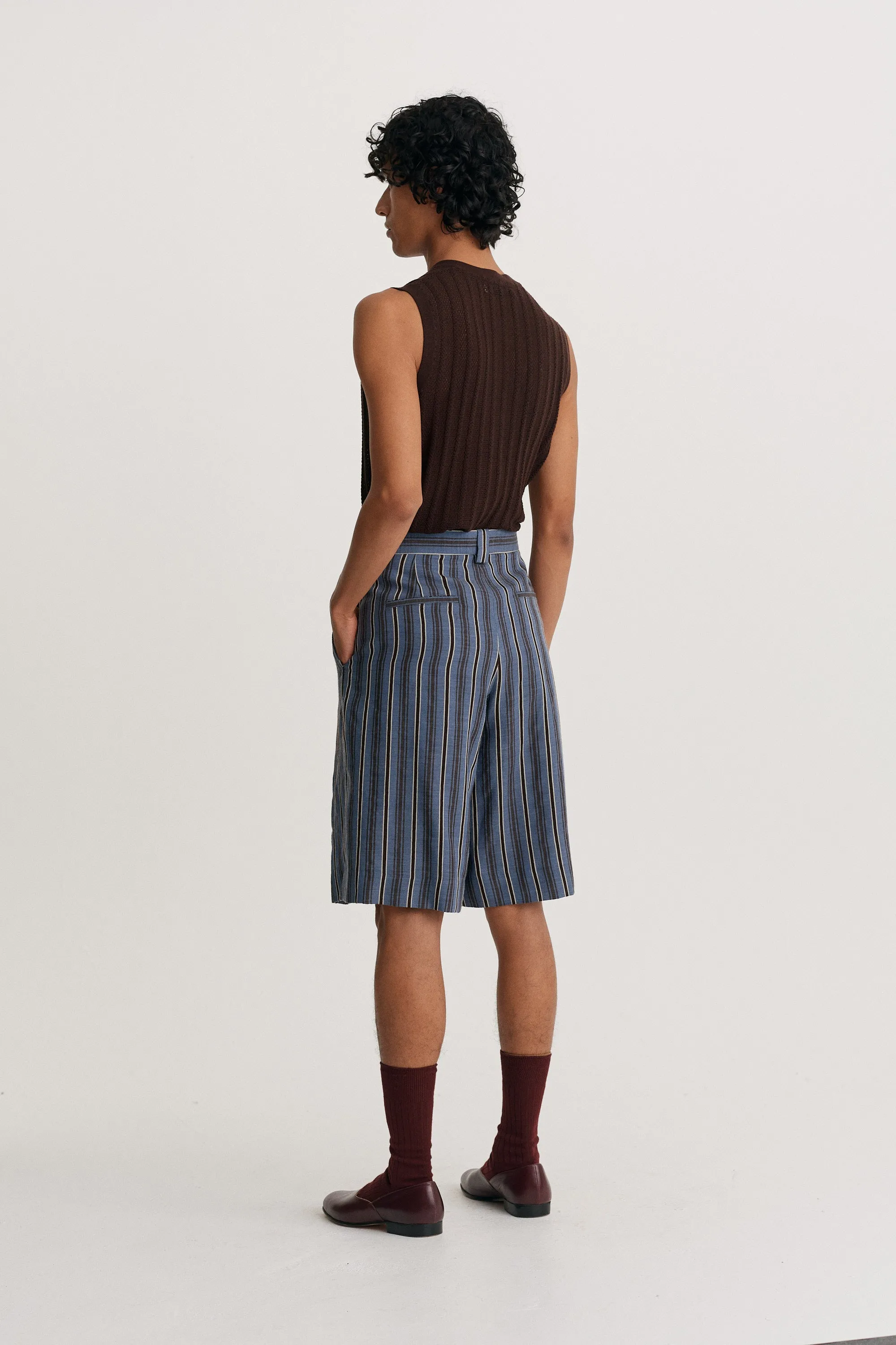 Pleated Wide-Leg Wool Short