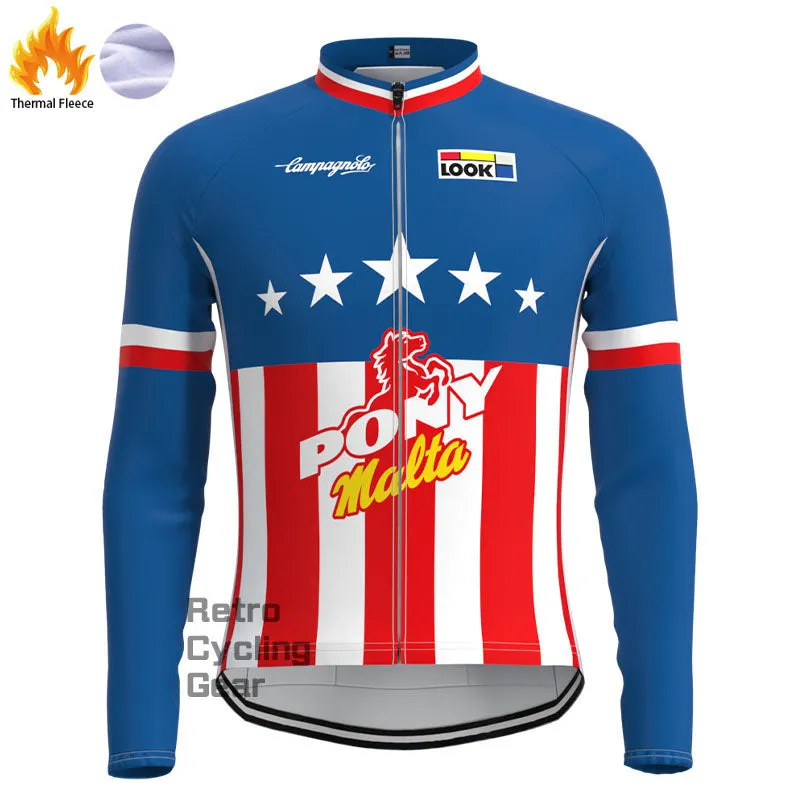 Pony Blue Fleece Retro Cycling Kits
