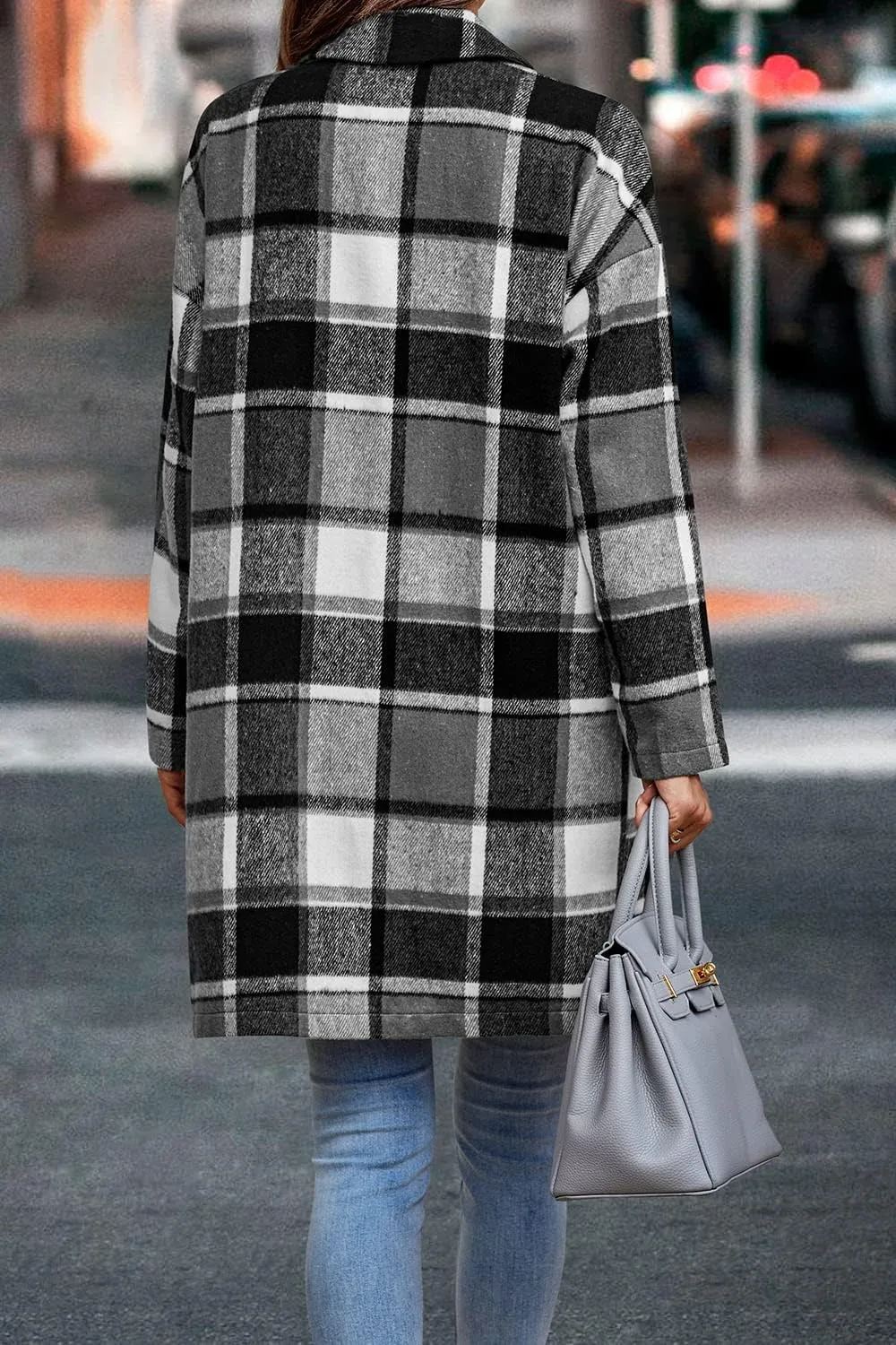 PRETTYGARDEN Women's Plaid Shacket Jacket Trendy Casual Button Wool Blend Winter Tartan Trench Coat with Pockets