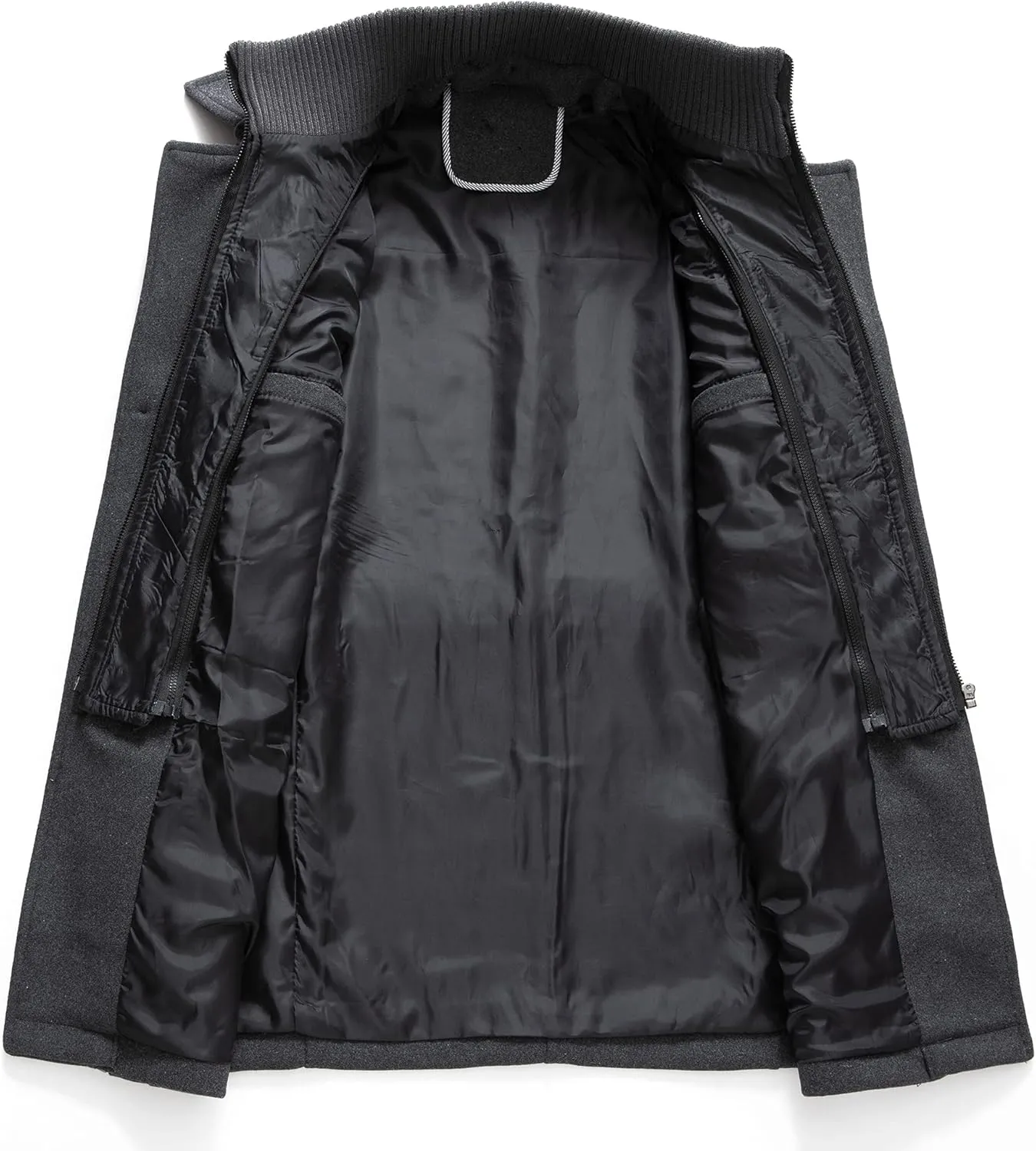 PRIJOUHE Men's Wool Blend Jacket Single Breasted Slim Fit Thick Winter Windproof Pea Coat with Removable Scarf