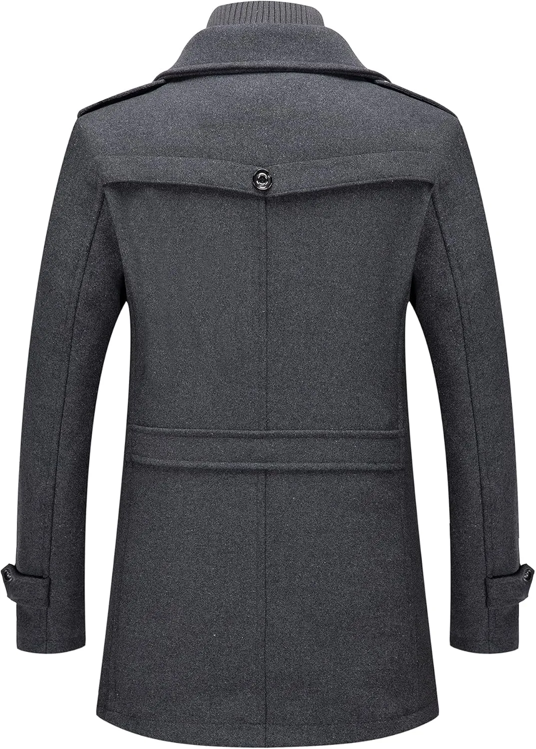 PRIJOUHE Men's Wool Blend Jacket Single Breasted Slim Fit Thick Winter Windproof Pea Coat with Removable Scarf