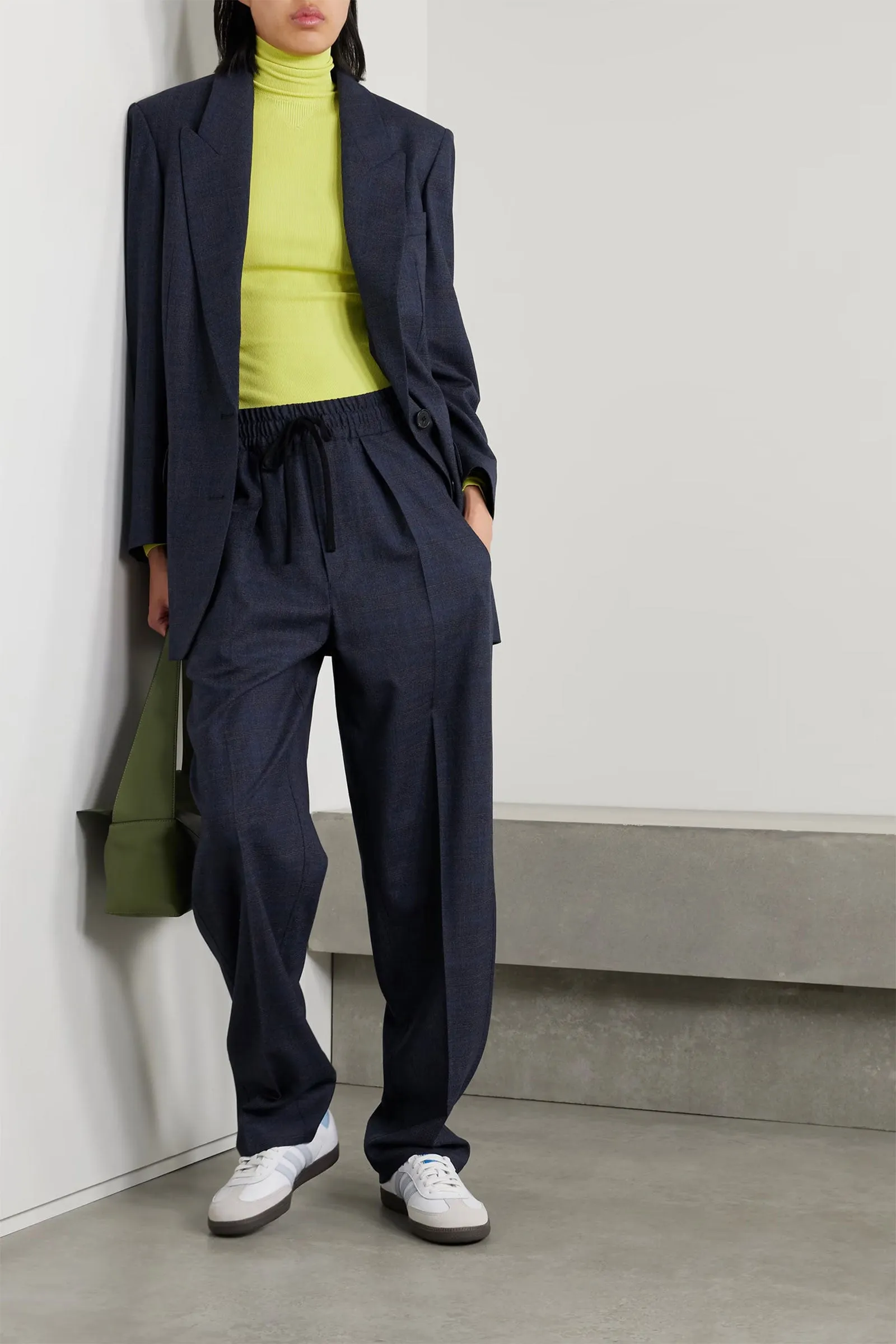 Priska Pleated Prince of Wales Checked Wool-blend Pants