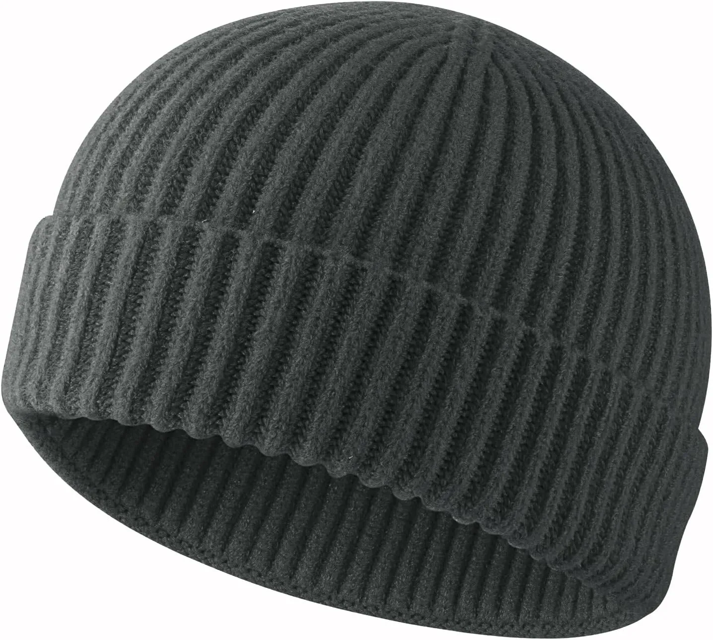 ROYBENS Swag Wool Knit Cuff Short Fisherman Beanie for Men Women, Winter Warm Hats