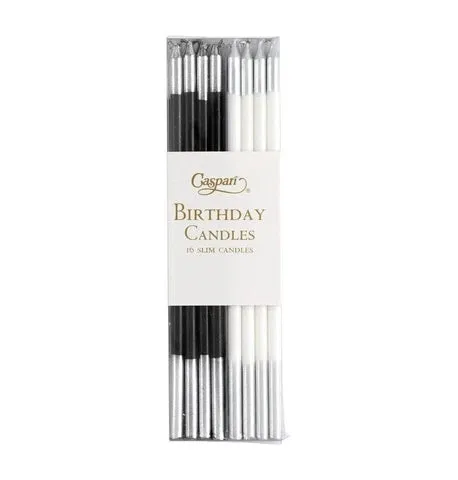 Slim Black & White Birthday Candles