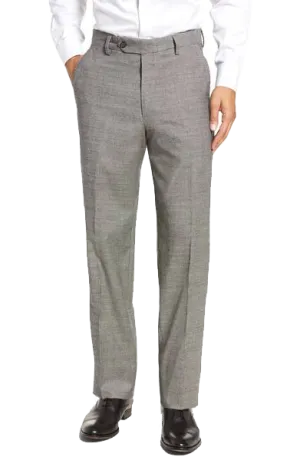 Stretch Black & White Houndstooth Check, Touch Finish<br>Flat Front<br>Regular Rise