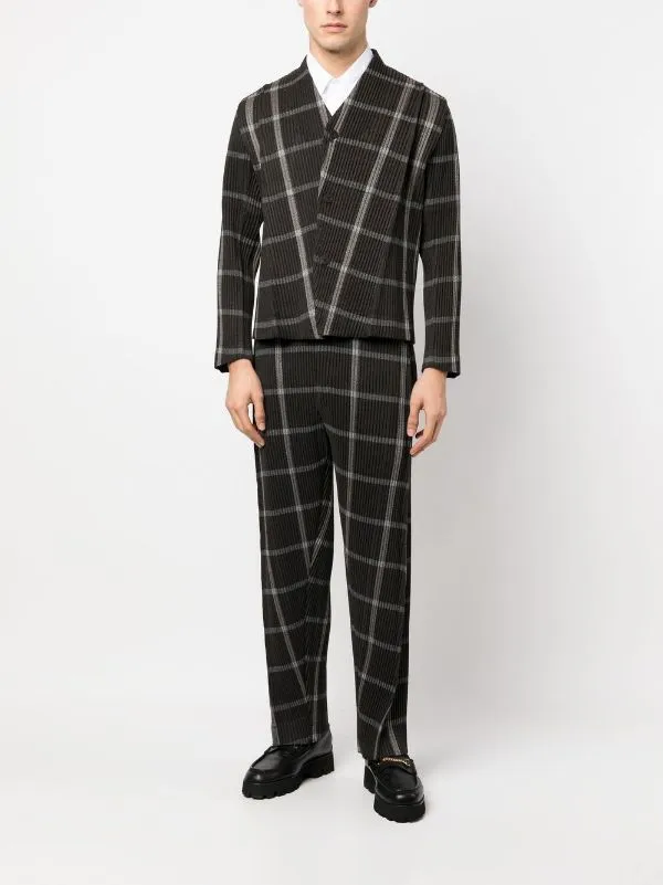 Tweed Pleats Pants - Black Check