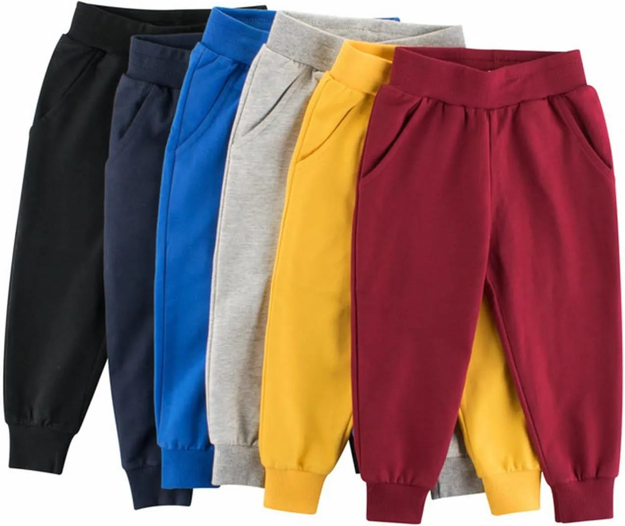 Unisex Toddlers Cotton Pull On Jogger Pants, Elastic Waist Stretch Pants, Baby Boy Girl Lightweight Sweatpants