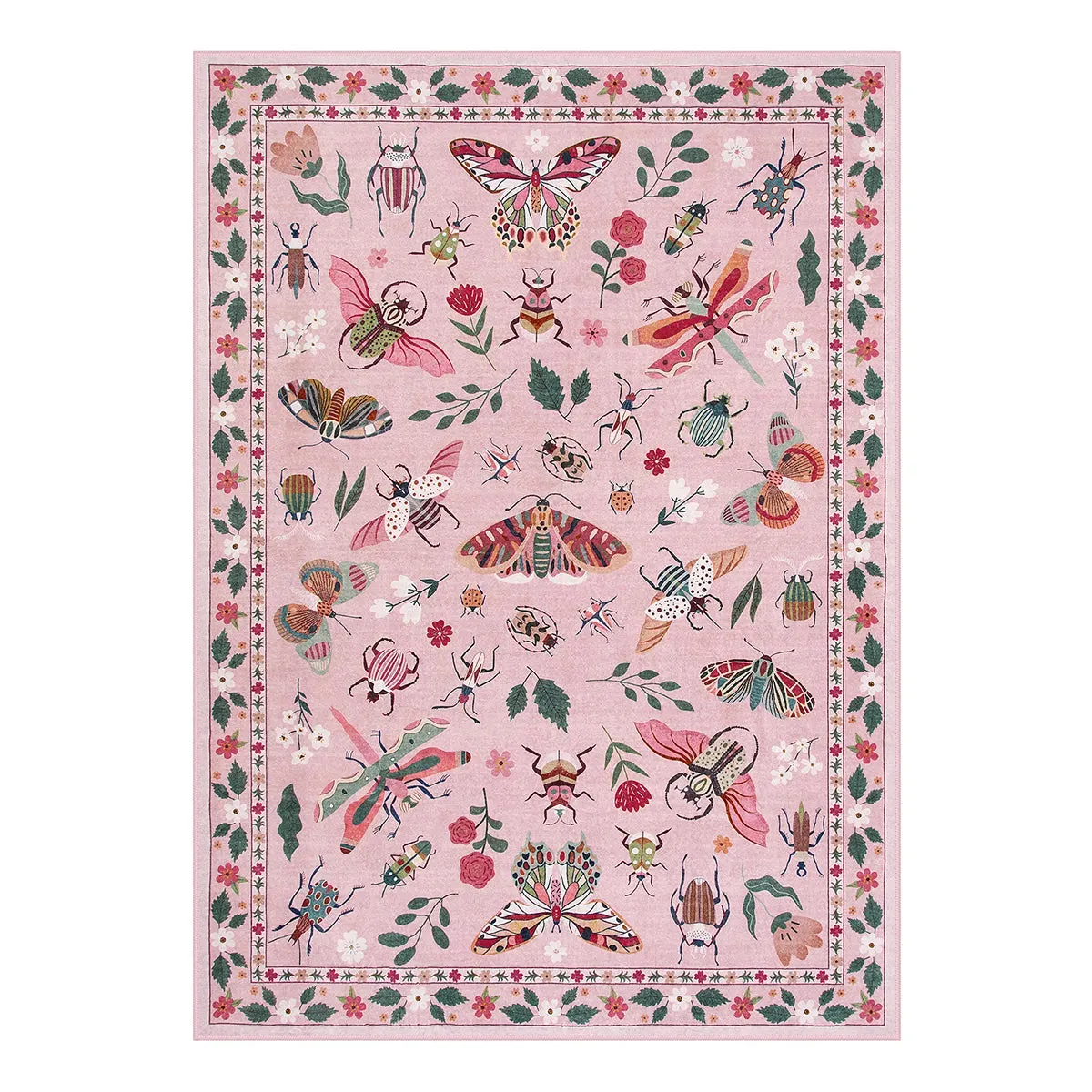 Vionnet Modern Parisian Insect Light Pink Area Rug