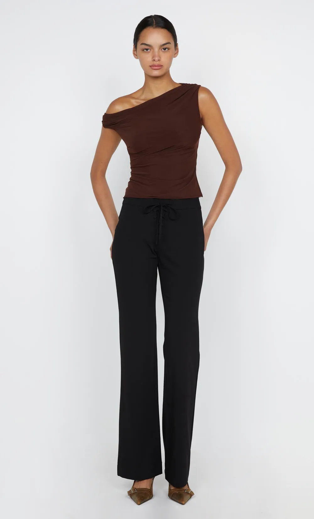 WILDER LACE UP PANT - BLACK