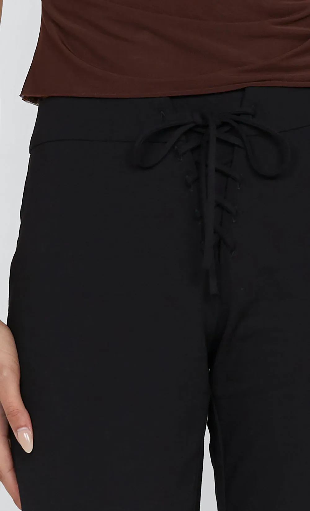 WILDER LACE UP PANT - BLACK