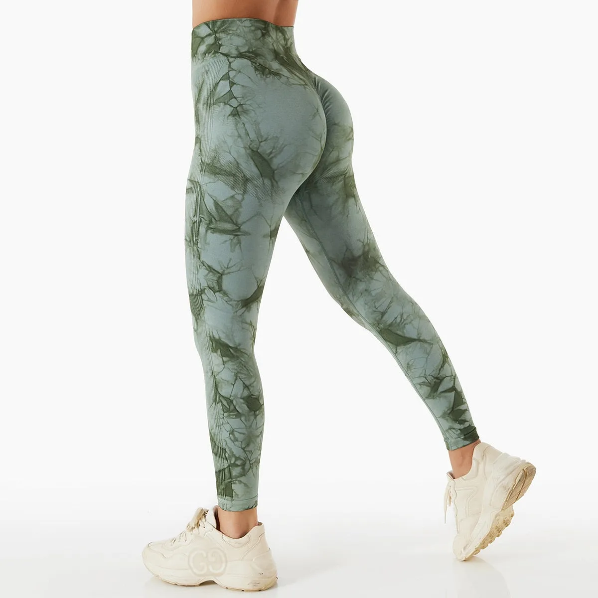 Wjczt Tie Dye Leggings Sport Women Fitness Seamless Leggings for Women Slim Casual Printed Leggings Workout High Waist Pants