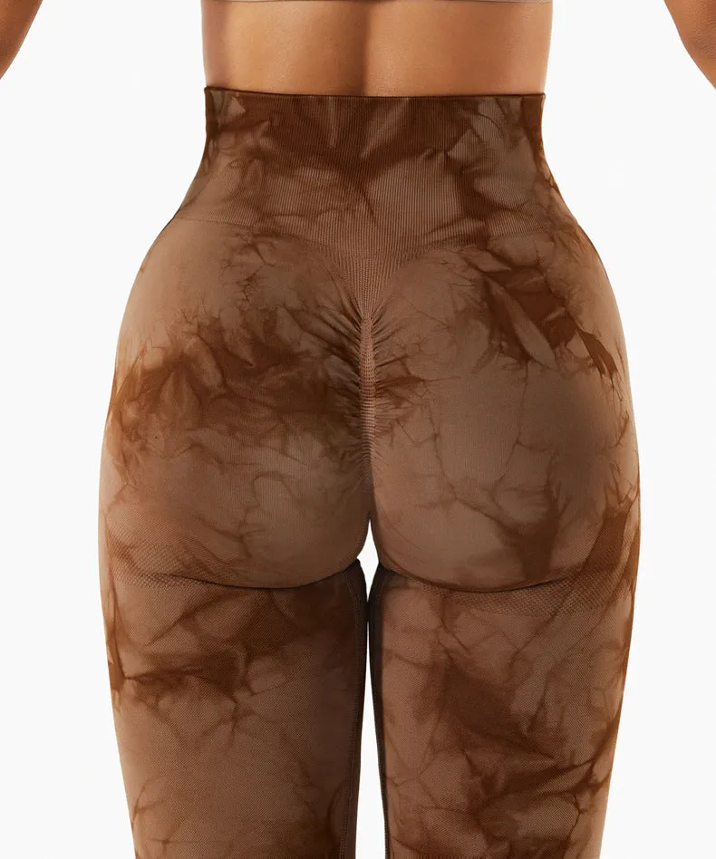 Wjczt Tie Dye Leggings Sport Women Fitness Seamless Leggings for Women Slim Casual Printed Leggings Workout High Waist Pants