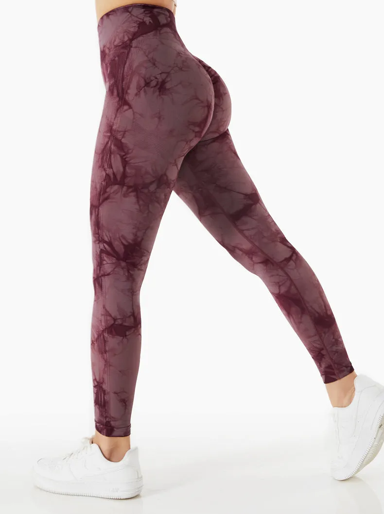 Wjczt Tie Dye Leggings Sport Women Fitness Seamless Leggings for Women Slim Casual Printed Leggings Workout High Waist Pants