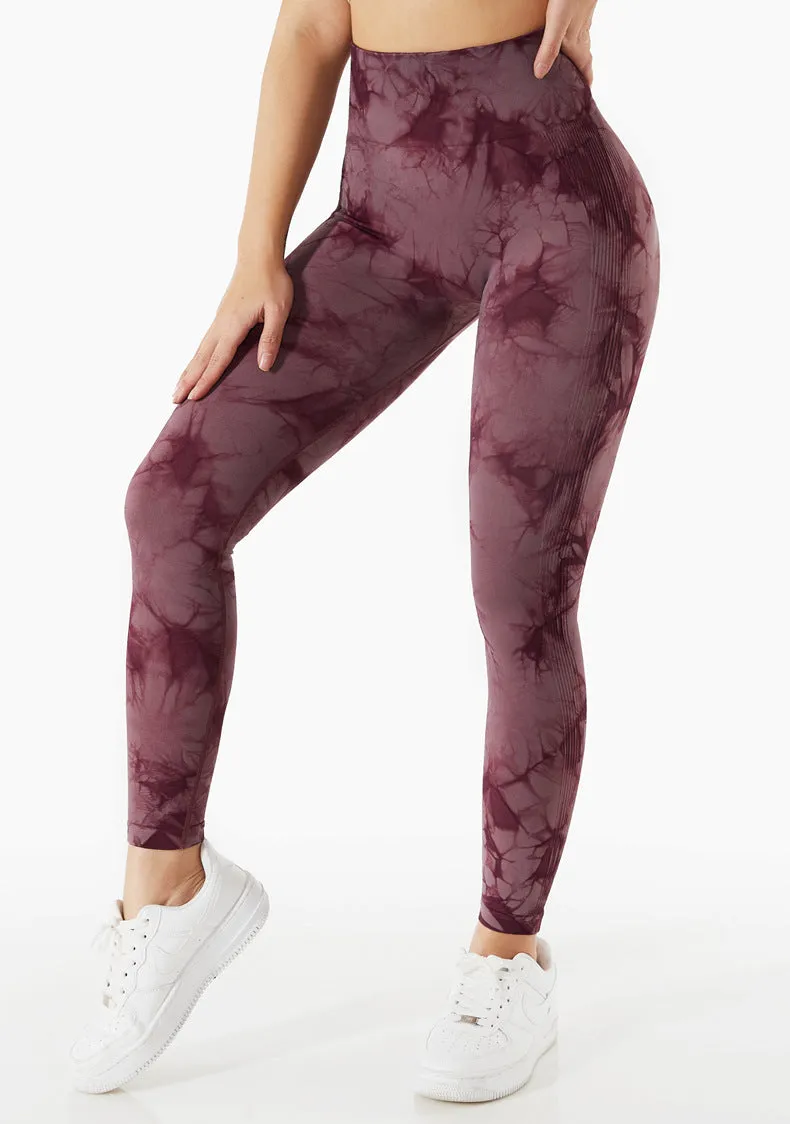Wjczt Tie Dye Leggings Sport Women Fitness Seamless Leggings for Women Slim Casual Printed Leggings Workout High Waist Pants