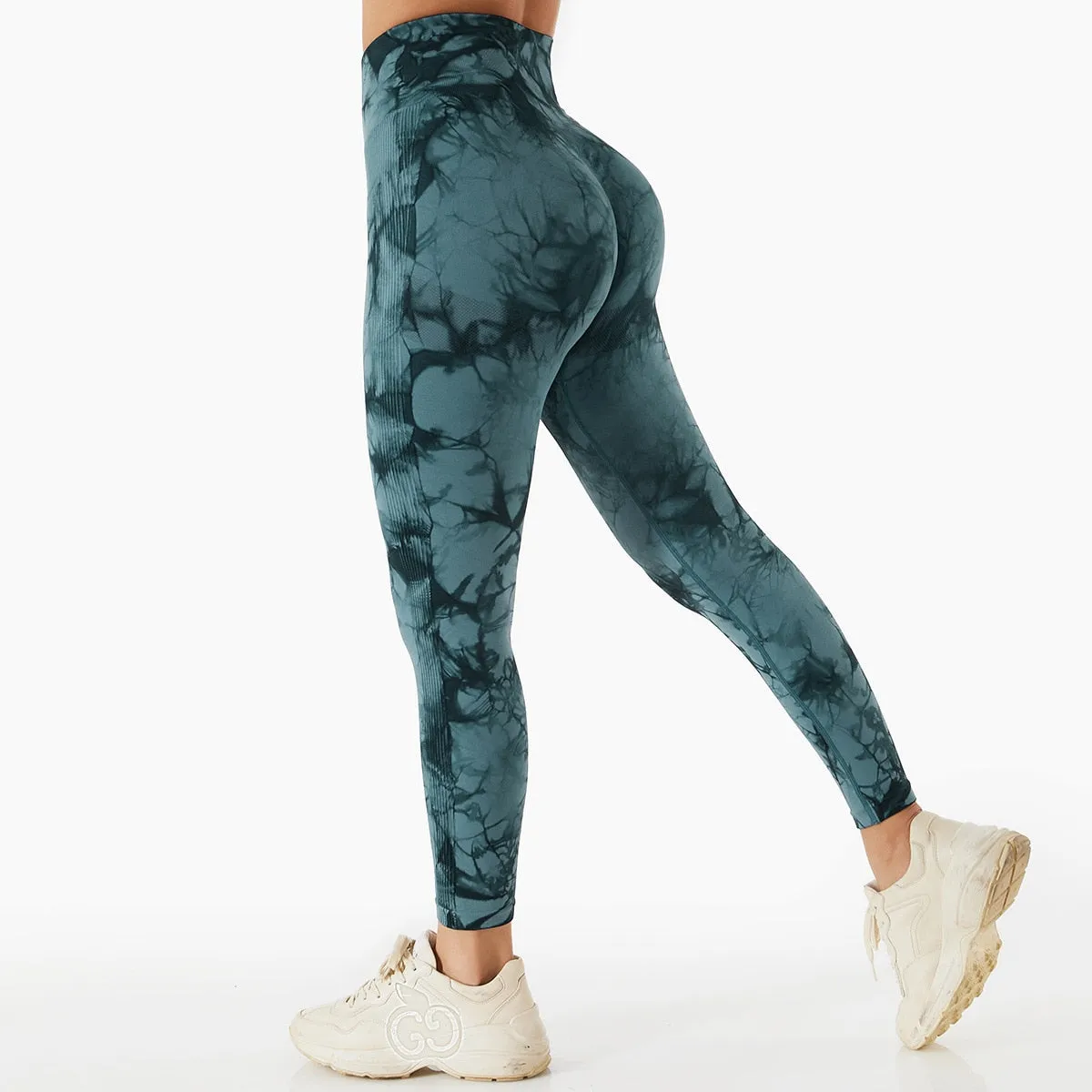 Wjczt Tie Dye Leggings Sport Women Fitness Seamless Leggings for Women Slim Casual Printed Leggings Workout High Waist Pants