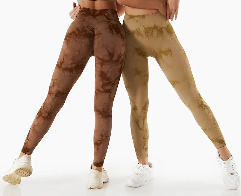 Wjczt Tie Dye Leggings Sport Women Fitness Seamless Leggings for Women Slim Casual Printed Leggings Workout High Waist Pants
