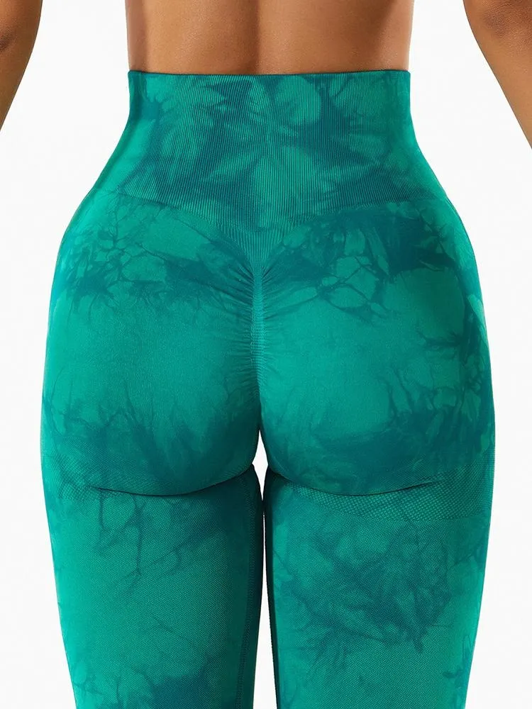 Wjczt Tie Dye Leggings Sport Women Fitness Seamless Leggings for Women Slim Casual Printed Leggings Workout High Waist Pants