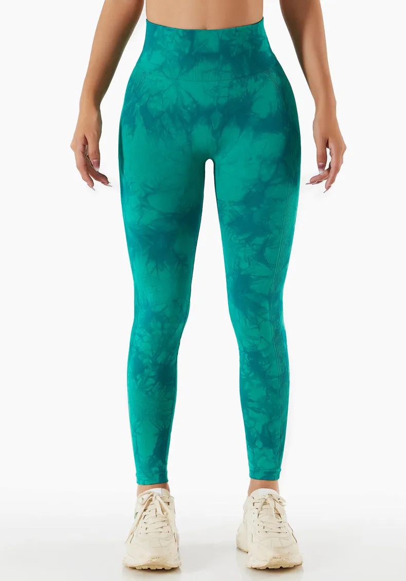 Wjczt Tie Dye Leggings Sport Women Fitness Seamless Leggings for Women Slim Casual Printed Leggings Workout High Waist Pants