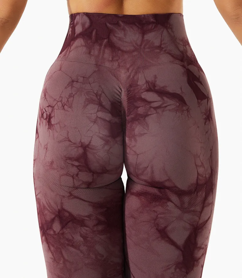 Wjczt Tie Dye Leggings Sport Women Fitness Seamless Leggings for Women Slim Casual Printed Leggings Workout High Waist Pants