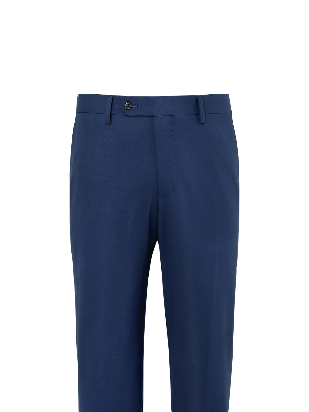 Wool Stretch Bengaline Flat Front Suit Pants - Blue