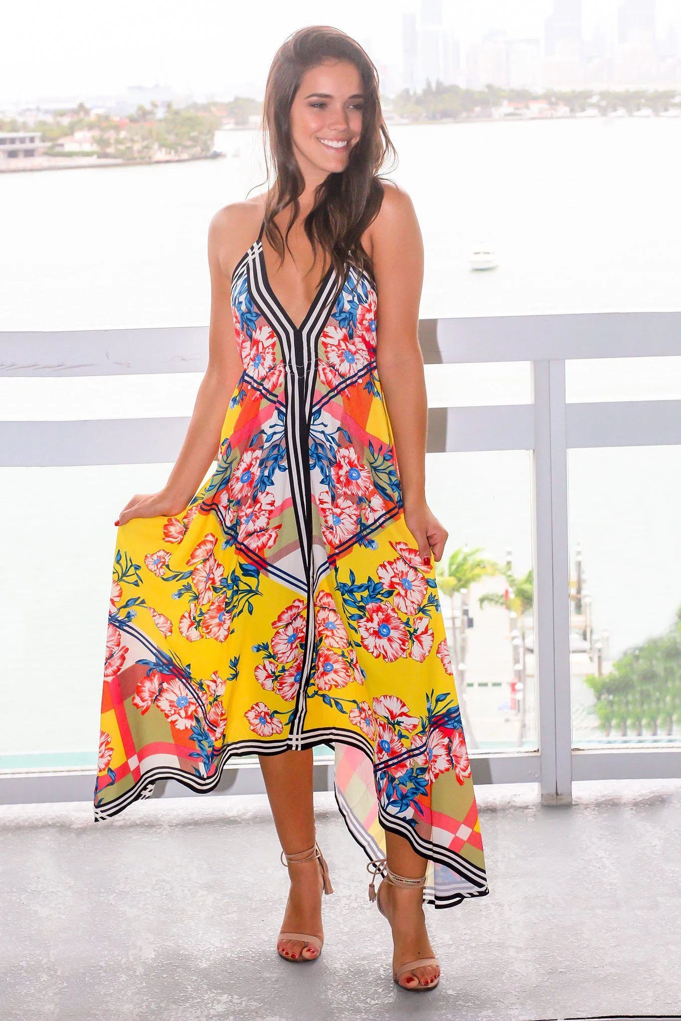 Yellow Floral Printed Dress